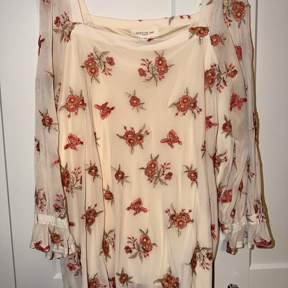 Skye's the Limit Cream and Red Floral Blouse